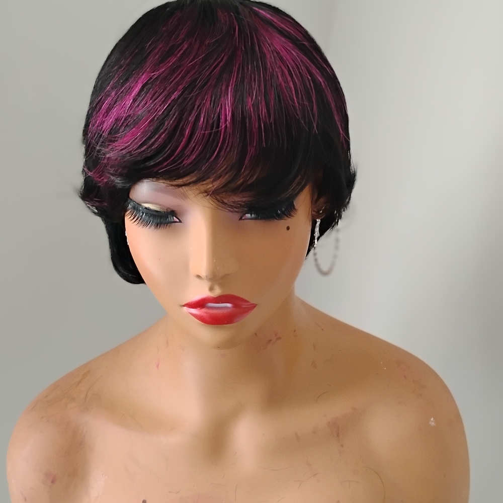 Stylish Black and Pink Women's Wig - Picture 4 of 6